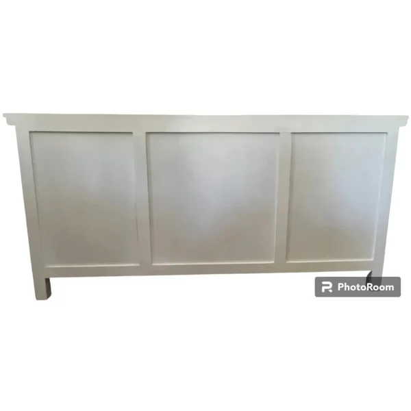 Coastal Distressed White Glass Door Media Console Sideboard - Image 4