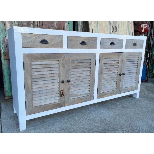Coastal Beach House Shutter Door Media Credenza - Image 4