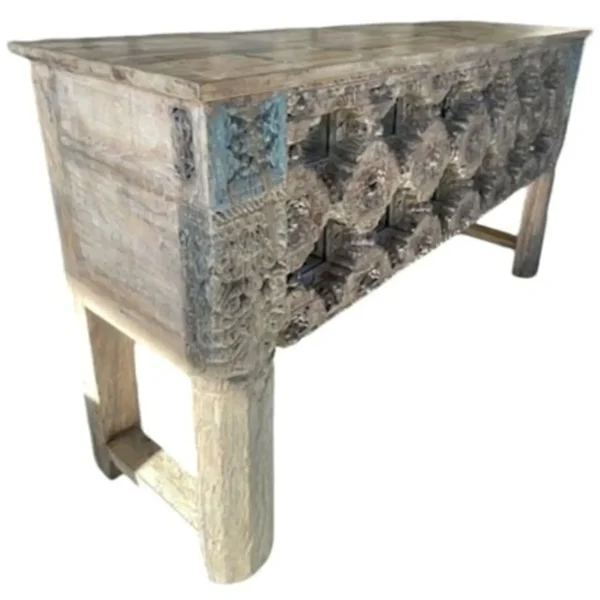 6' Rustic Hand-Carved Console Table - Image 4