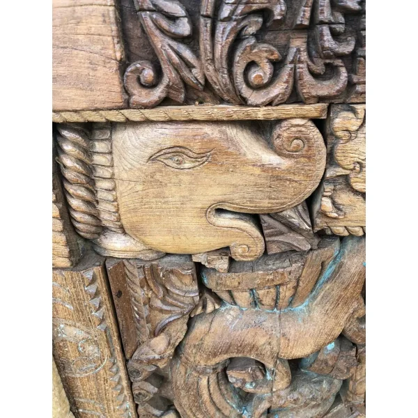 Carved Wood Elephant Bar Cabinet - Image 4