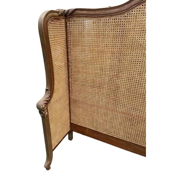 French Regency King Cane Headboard – Rustic Mahogany Wraparound - Image 4