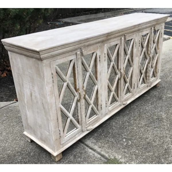 Contemporary Coastal White Driftwood Media Credenza - Image 4
