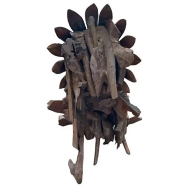 Life-Size Native American Chief Statue – Teak Wood Sculpture - Image 4