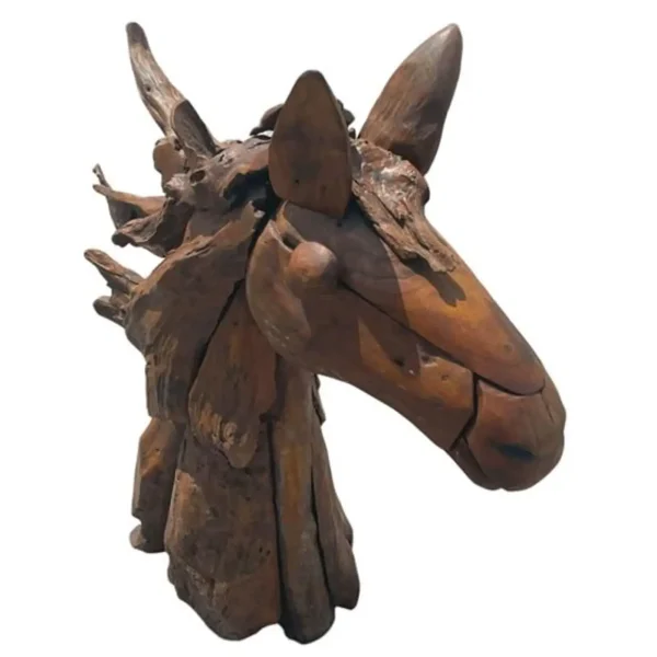 3' Driftwood Horse Head Statue – Handcrafted Yard Decor - Image 4