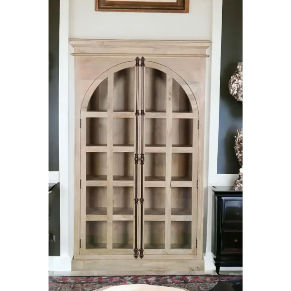Modern Coastal Arch Glass Bookcase - Image 4