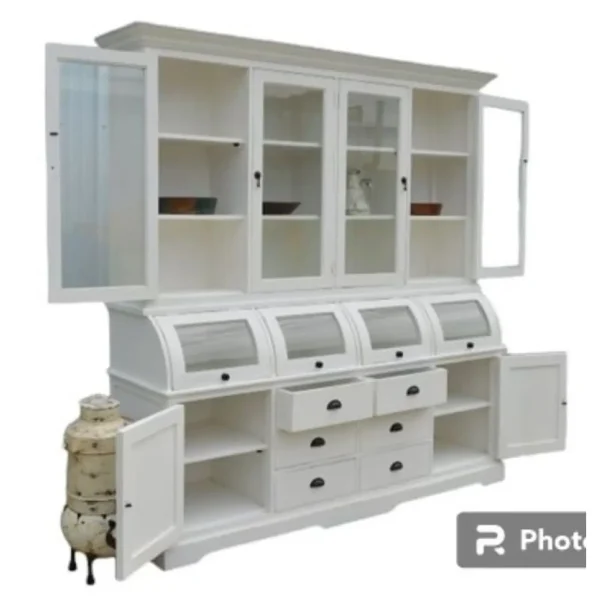 Farmhouse Distressed White Kitchen Pantry - Image 4