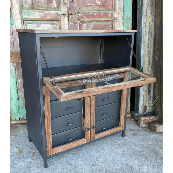 Industrial Chic Glass Door Apothecary Cabinet - Image 5