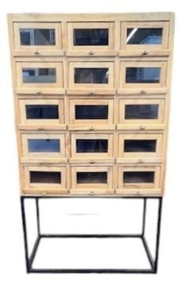 Industrial Teak Sneaker Cabinet - Image 5