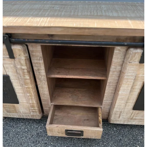 Industrial Iron & Wood Media Cabinet - Image 5