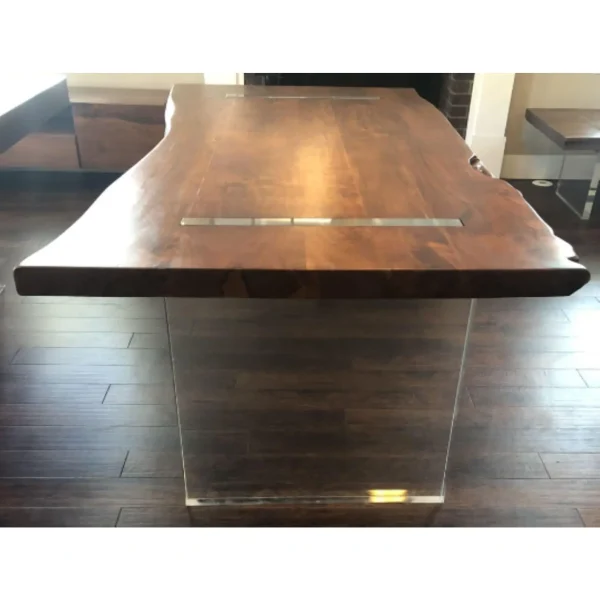 Coastal Solid Wood Round Retail Display Pedestal Dining Table Driftwood Finish Seats 6 - Image 5