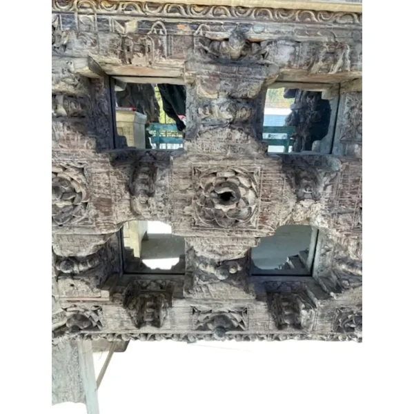 6' Rustic Hand-Carved Console Table - Image 5