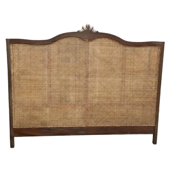 French Regency King Cane Headboard – Rustic Mahogany Wraparound - Image 5