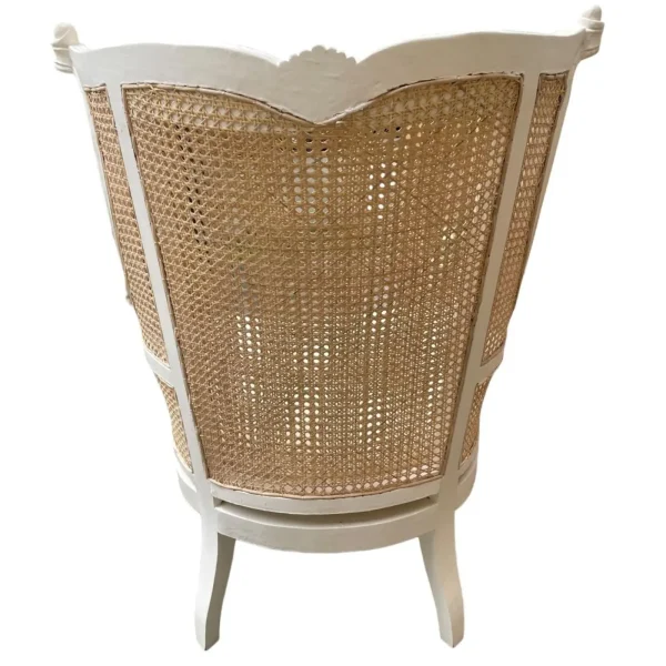 French Provincial White Cane Wingback Chair - Image 5