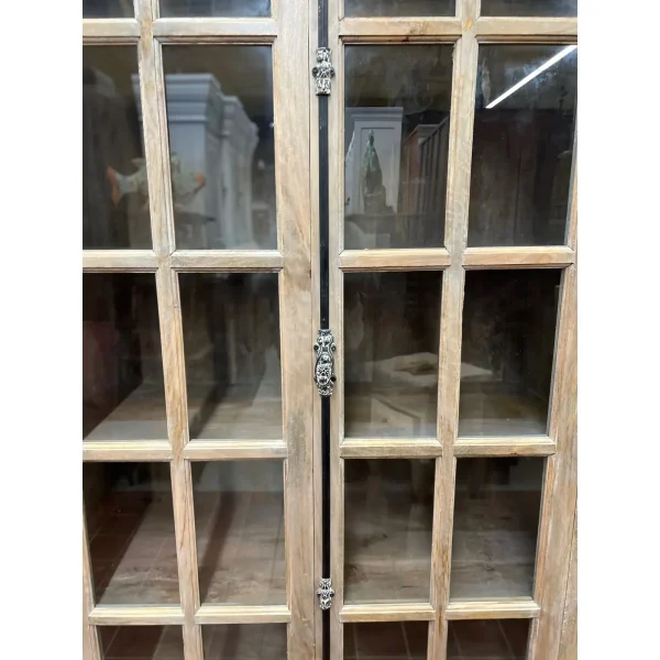 French Country Glass Door Vitrine Driftwood Bookcase - Image 5