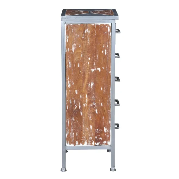 Southwest Industrial Chic Small Narrow Iron Chest of 5 Drawers - Image 5