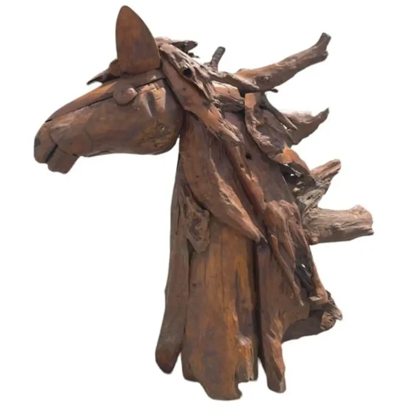 3' Driftwood Horse Head Statue – Handcrafted Yard Decor - Image 5