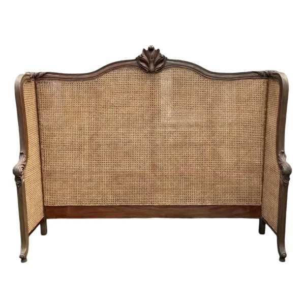 French Regency King Cane Headboard – Rustic Mahogany Wraparound - Image 6