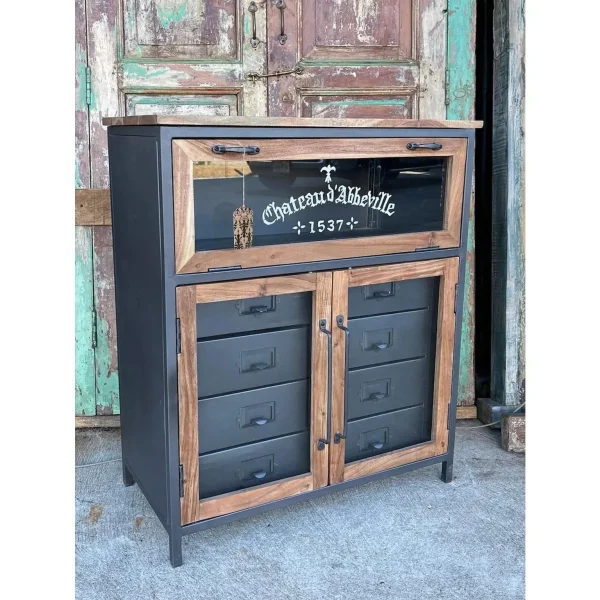 Industrial Chic Glass Door Apothecary Cabinet - Image 6