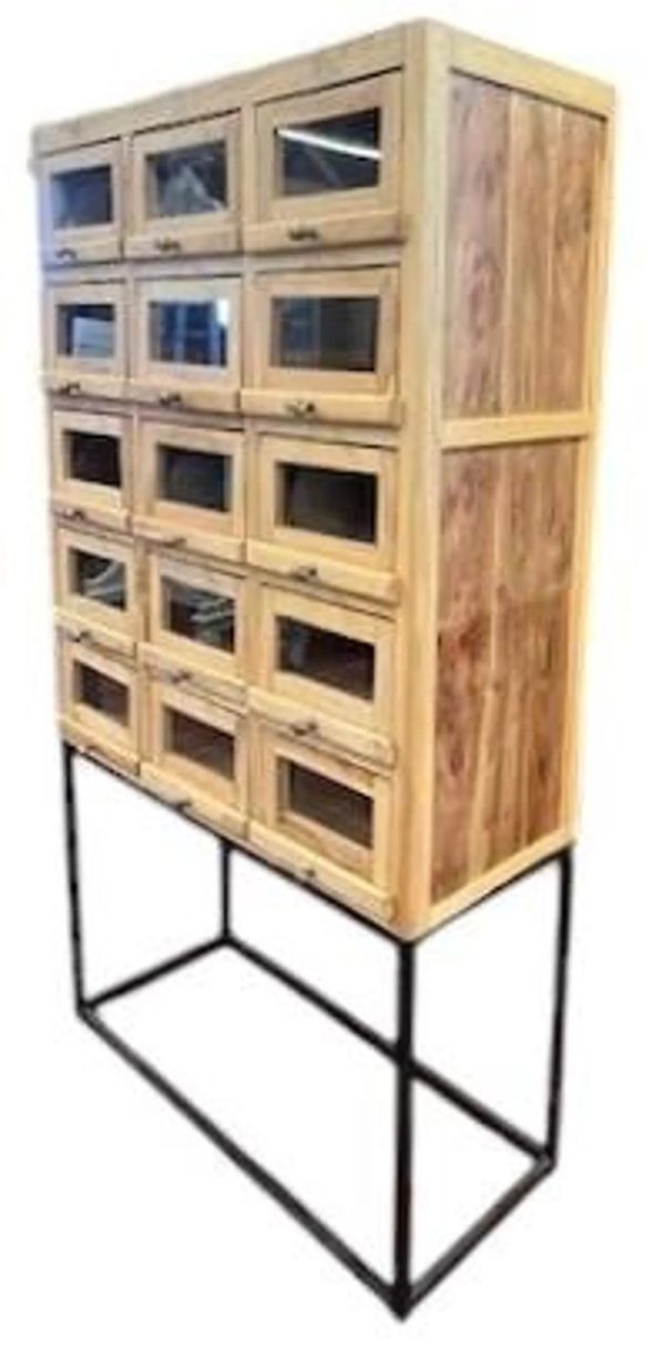 Industrial Teak Sneaker Cabinet - Image 6