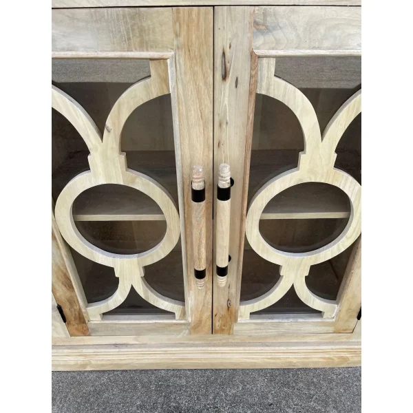 Natural Wood Glass Door Sideboard - Image 7
