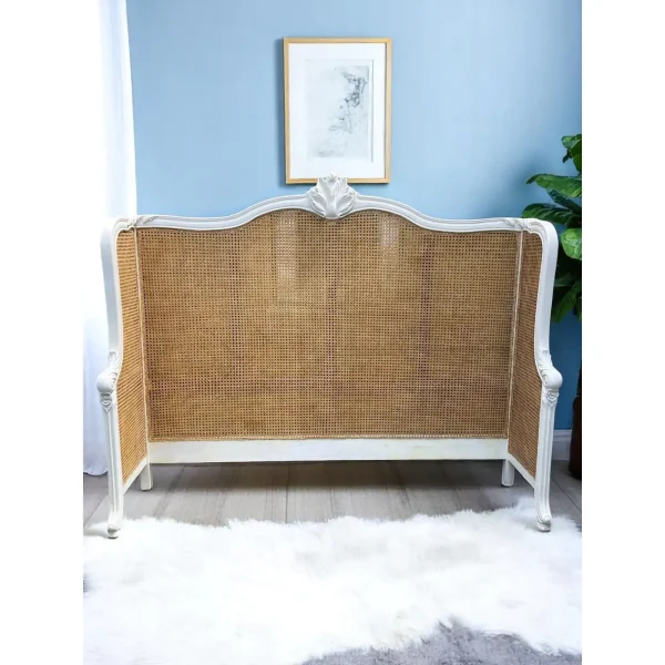 French Regency King Cane Headboard – White Mahogany Wraparound - Image 7