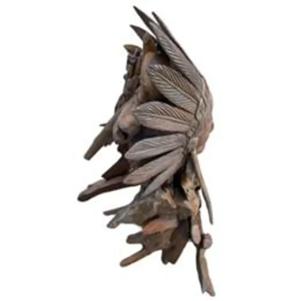 Life-Size Native American Chief Statue – Teak Wood Sculpture - Image 7