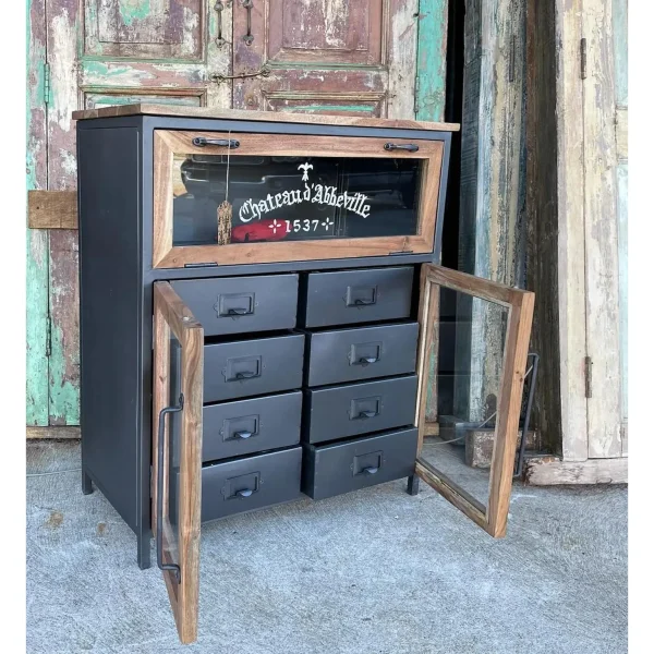 Industrial Chic Glass Door Apothecary Cabinet - Image 7