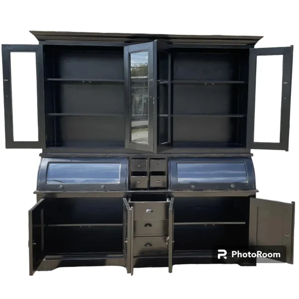 Distressed Black Farmhouse Hutch - Image 7