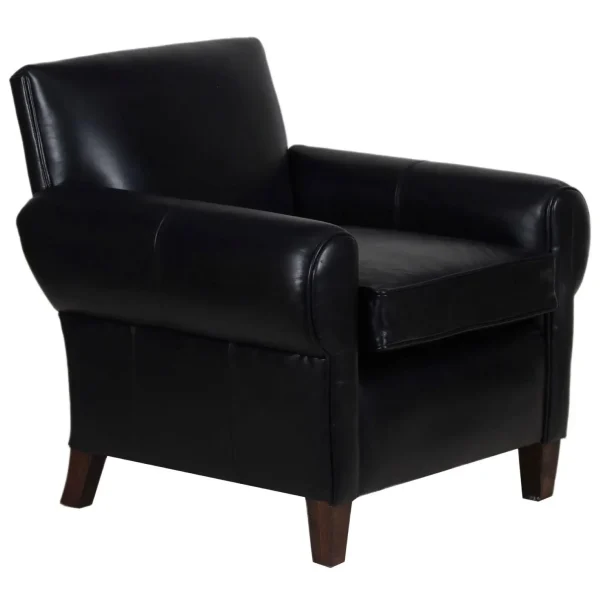 Classic Black Leather Club Armchair - Image 3
