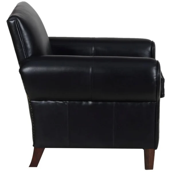 Classic Black Leather Club Armchair - Image 5