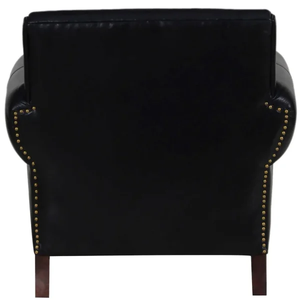 Classic Black Leather Club Armchair - Image 7