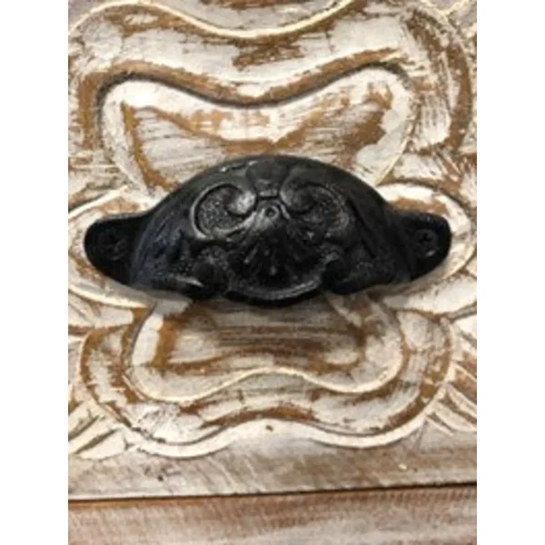 Coastal Boho 3-Drawer Carved Nightstand - Image 3