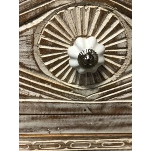 Coastal Boho 3-Drawer Carved Nightstand - Image 6