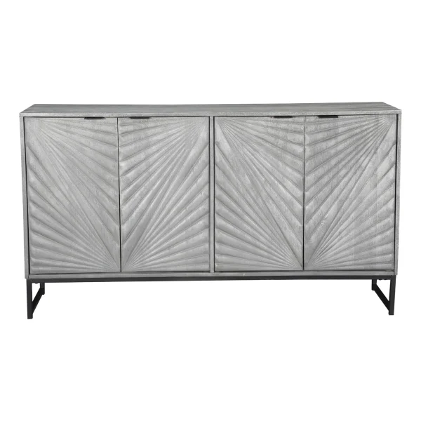Coastal Gray Chevron Mango Wood Sideboard