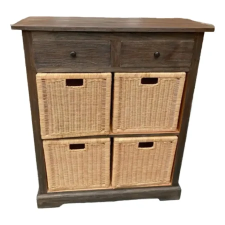 Coastal Tall Narrow Wood Cabinet