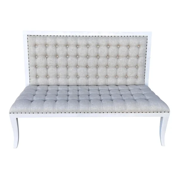 French Country High Back Tufted Settee