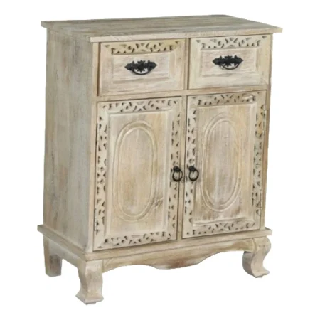 French Country Narrow 2-Door 2-Drawer Accent Cabinet