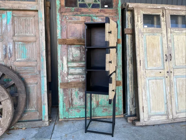 Industrial Boho 3-Door Wicker Metal Storage Cabinet - Image 4
