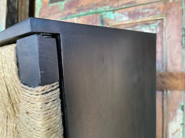 Industrial Boho 3-Door Wicker Metal Storage Cabinet - Image 5