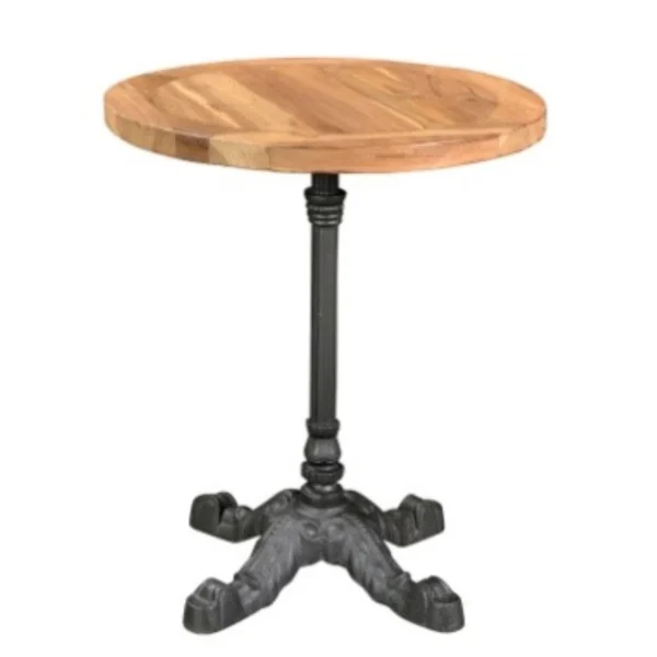 Pair of Industrial Teak & Iron Round Side Tables - Image 2