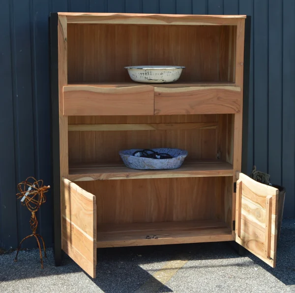 Acacia Wood Open Shelf Bookcase - Image 4