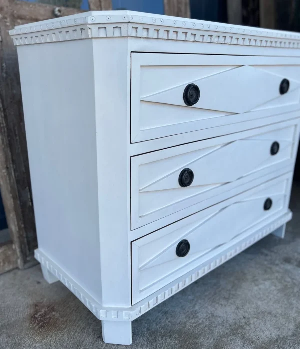 Coastal White Marquise Diamond 3-Drawer Chest - Image 5