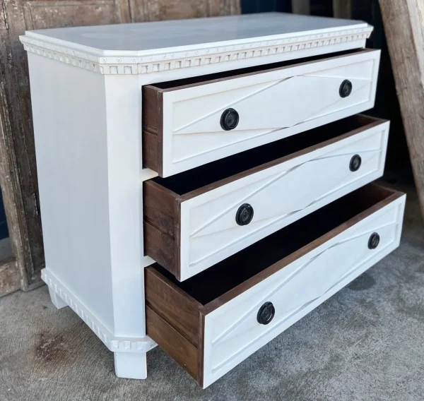 Coastal White Marquise Diamond 3-Drawer Chest - Image 6