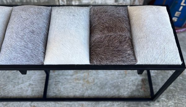 Southwestern Iron Frame Hair-on-Hide Bench - Image 4