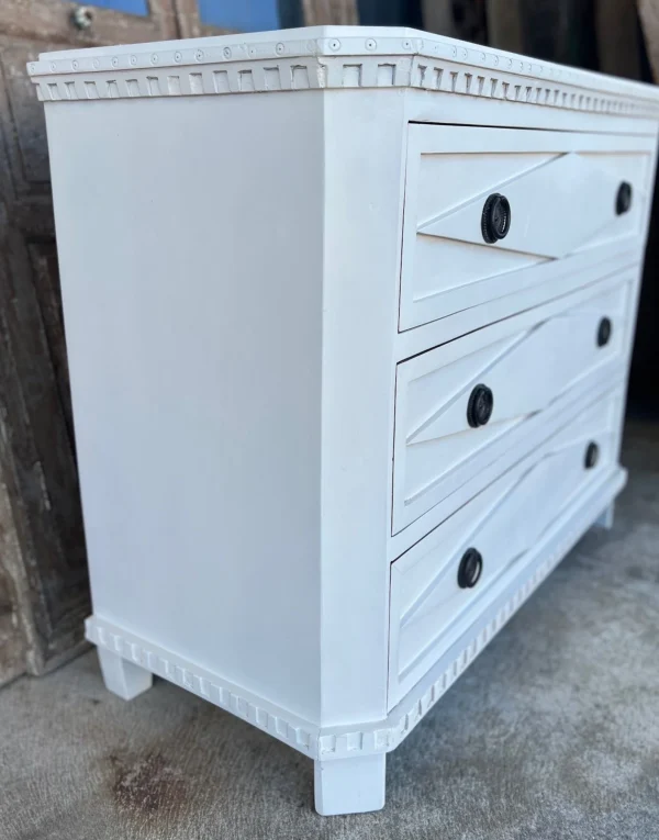 Coastal White Marquise Diamond 3-Drawer Chest - Image 4