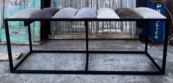 Southwestern Iron Frame Hair-on-Hide Bench - Image 2