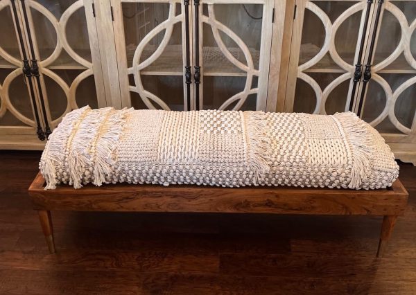 Upholstered Macrame Dining Table Bench - Image 3