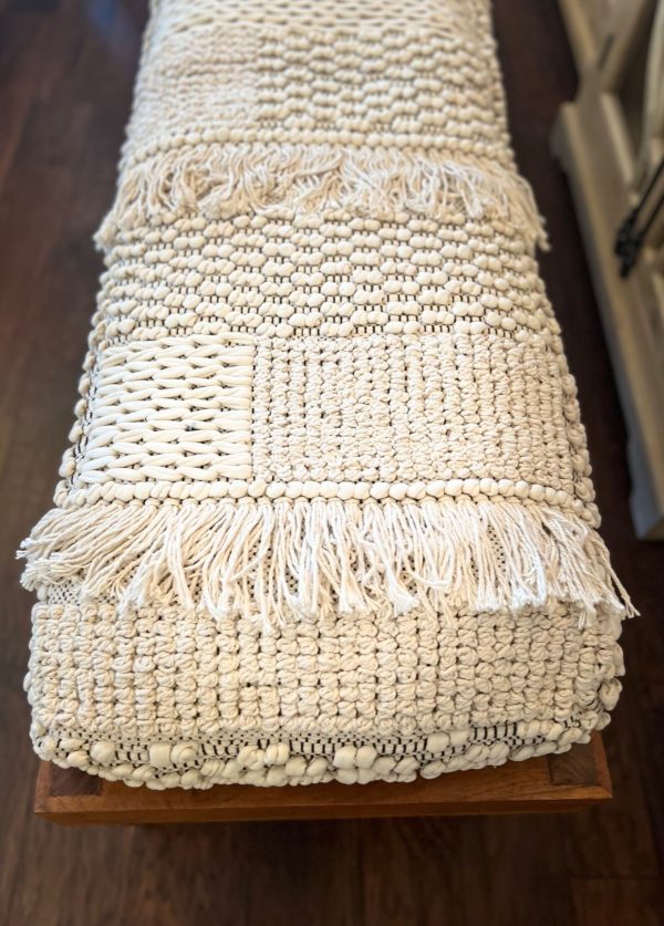 Upholstered Macrame Dining Table Bench - Image 7