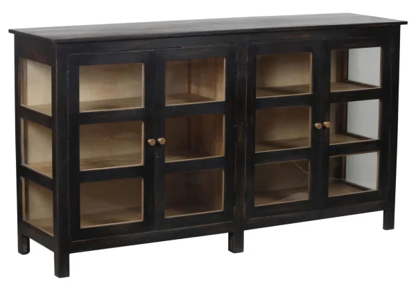 Contemporary Coastal Black Glass Door Display Cabinet - Image 2