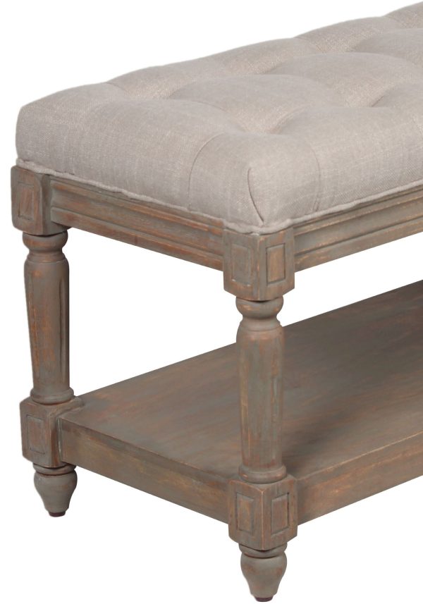 Coastal Dining Table Bench With Shelf - Image 3